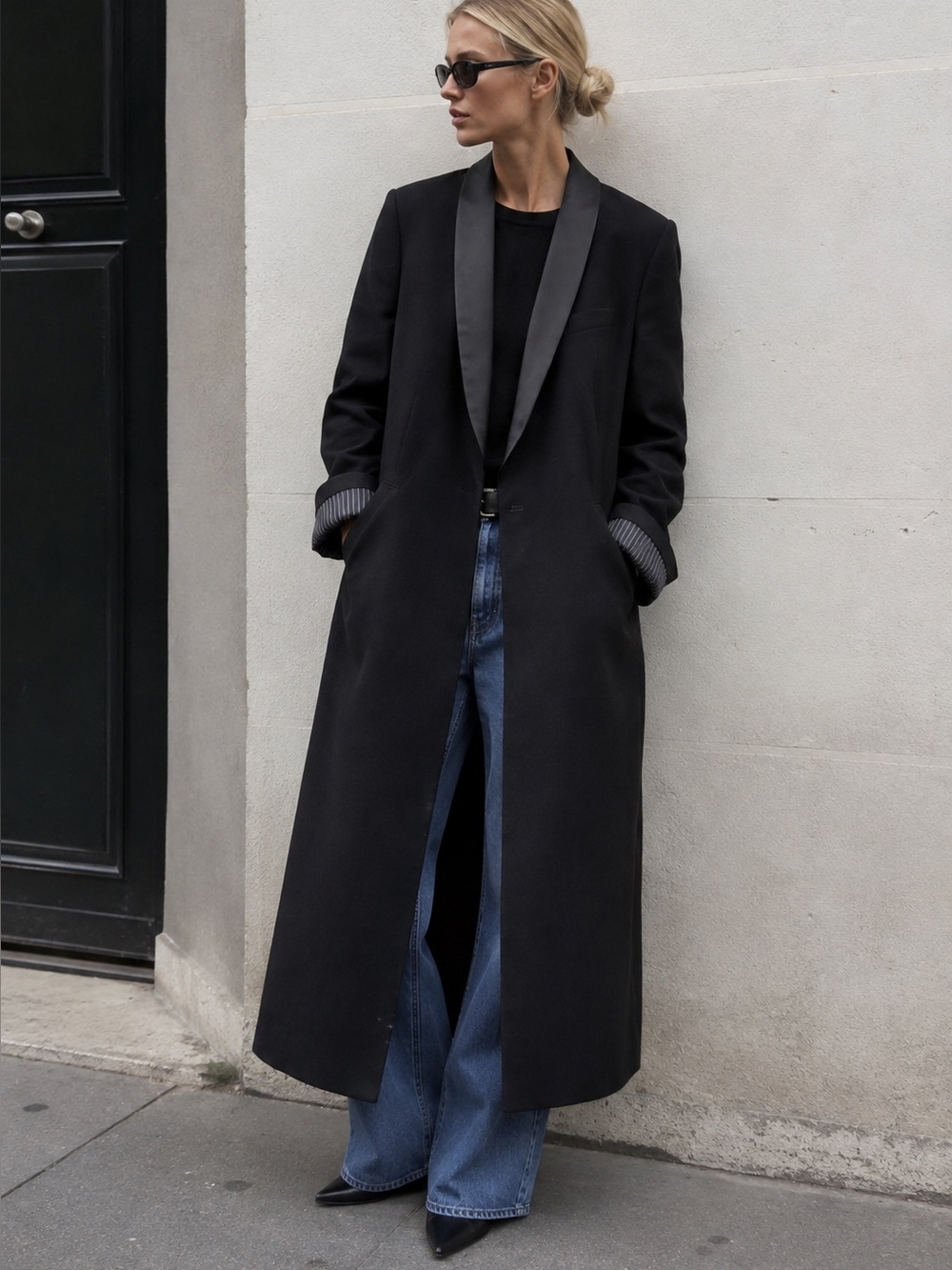 NWT ZARA STUDIO Premium Collection Smoking Frock Coat Wool Black Maxi Midi L